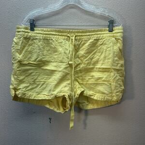 J CREW Medium‎ Yellow Pull On Shorts Linen Lyocell Lagenlook Coastal Stretch